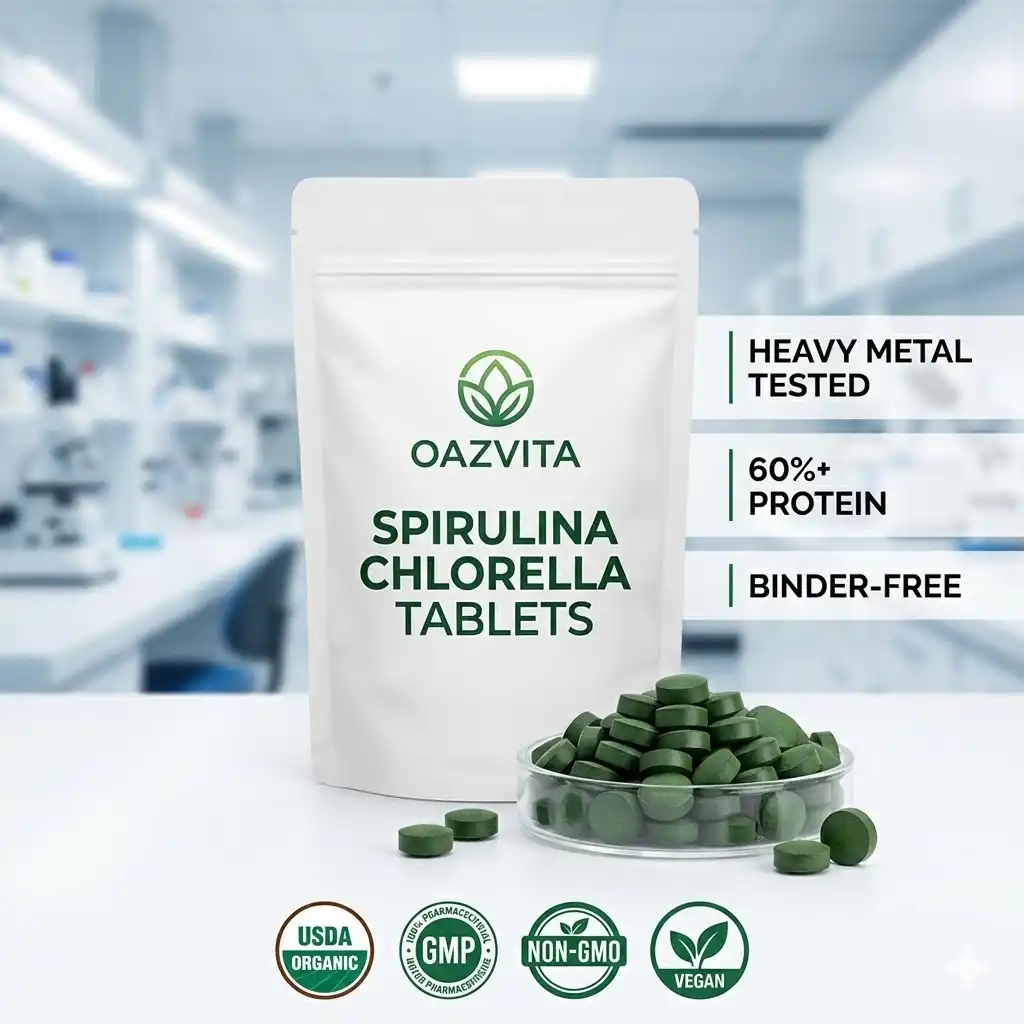 Safety, heavy-metal testing and purity in spirulina chlorella tablets